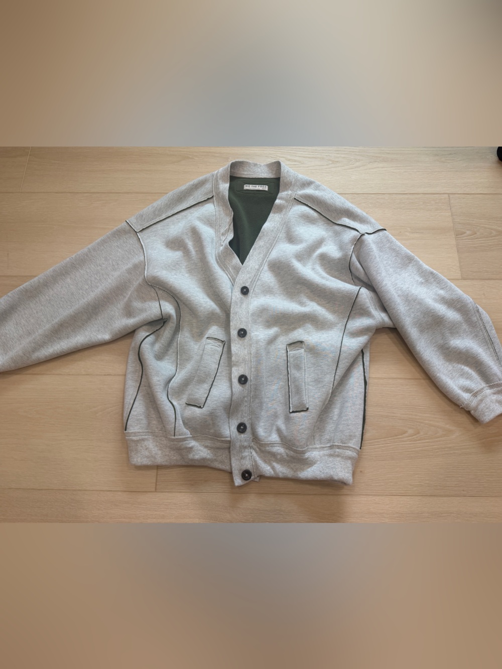 Free People We the free Gray Button-Front Jacket Cardigan XS